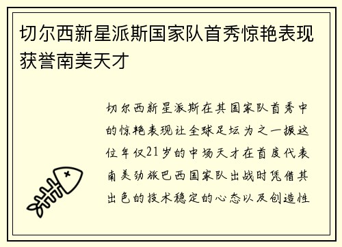 切尔西新星派斯国家队首秀惊艳表现获誉南美天才 切尔西新星派斯国家队首秀惊艳表现获誉南美天才